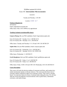 Syllabus  Intermediate Microeconomics COHN G17