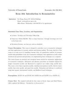 Econ 104: Introduction to Econometrics
