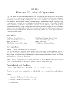 Economics 235: Industrial Organization Fall 2015