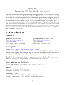 Economics 235: Industrial Organization Spring 2015