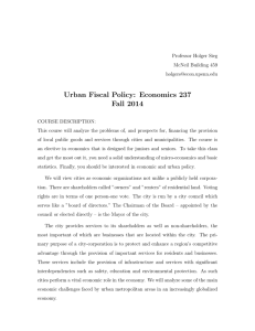 Urban Fiscal Policy: Economics 237 Fall 2014