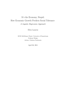 It’s the Economy, Stupid: How Economic Growth Predicts Social Tolerance Eben Lazarus