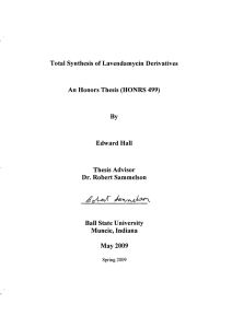 Total Synthesis of Lavendamycin Derivatives An Honors Thesis (HONRS 499) By Edward Hall