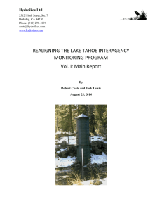   REALIGNING THE LAKE TAHOE INTERAGENCY  MONITORING PROGRAM  Vol. I: Main Report 