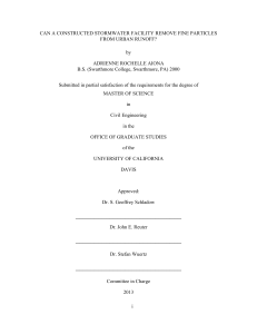 CAN A CONSTRUCTED STORMWATER FACILITY REMOVE FINE PARTICLES FROM URBAN RUNOFF? by