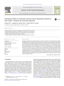 Evaluating vehicle re-entrained road dust and its potential to deposit... Lake Tahoe: A bottom-up inventory approach