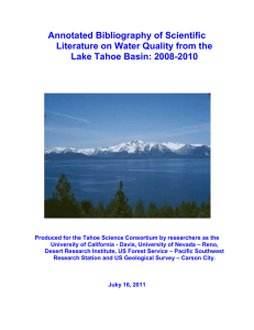 Annotated Bibliography of Scientific Literature on Water Quality from the