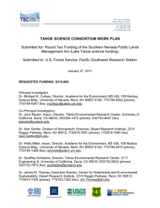 TAHOE SCIENCE CONSORTIUM WORK PLAN Management Act (Lake Tahoe science funding)