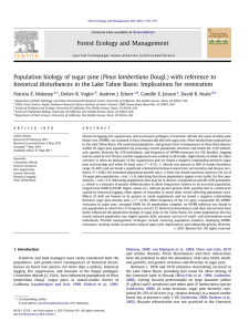 Population biology of sugar pine (Pinus lambertiana Dougl.) with reference... historical disturbances in the Lake Tahoe Basin: Implications for restoration