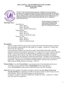 EDUCATIONAL AND INTERDISCIPLINARY STUDIES 304 Field Experience Syllabus Spring 2011