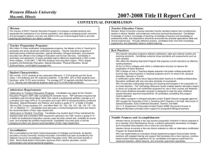 2007-2008 Title II Report Card Western Illinois University Macomb, Illinois