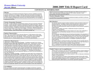 2008-2009 Title II Report Card Western Illinois University Macomb , Illinois