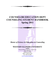 COUNSELOR EDUCATION DEPT COUNSELING STUDENT HANDBOOK Spring 2011