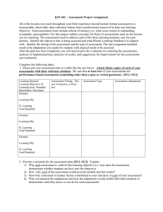 KIN 461 – Assessment Project Assignment