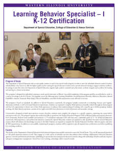 Learning Behavior Specialist – I K-12 Certification