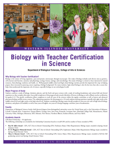 Biology with Teacher Certification in Science