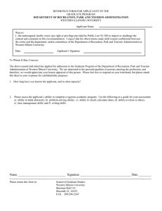 REFERENCE FORM FOR APPLICANTS TO THE GRADUATE PROGRAM WESTERN ILLINOIS UNIVERSITY