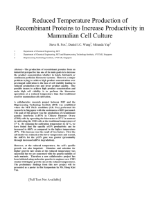 Reduced Temperature Production of Recombinant Proteins to Increase Productivity in