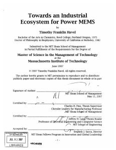 Towards an Industrial Ecosystem  for Power  MEMS