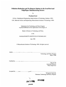 Pollution  Reduction  and No-Regrets  Options in the... Pulp/Paper Manufacturing Sectors Prashant Soral