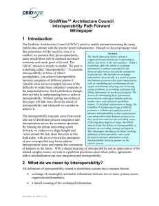 GridWise™ Architecture Council Interoperability Path Forward Whitepaper 1 Introduction