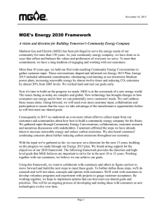 MGE's Energy 2030 Framework