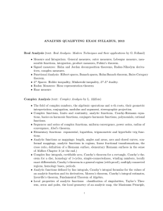 ANALYSIS QUALIFYING EXAM SYLLABUS, 2013