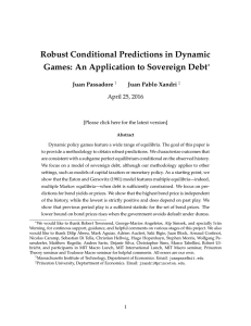Robust Conditional Predictions in Dynamic Games: An Application to Sovereign Debt ∗