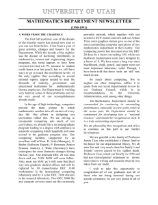 UNIVERSITY OF UTAH MATHEMATICS DEPARTMENT NEWSLETTER (1990-1991)