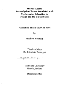 Worlds Apart: An Analysis of Issues Associated with Mathematics Education in