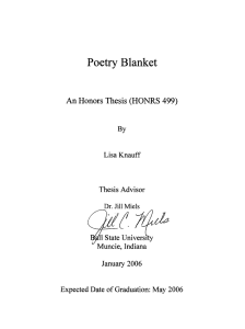 Poetry Blanket An Honors Thesis (HONRS 499) By Lisa Knauff