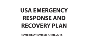 USA EMERGENCY RESPONSE AND RECOVERY PLAN