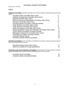 University Libraries Committees INDEX  Standing Committees: