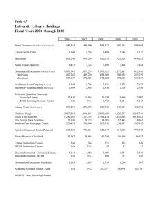 University Library Holdings Fiscal Years 2006 through 2010 Table 4.7