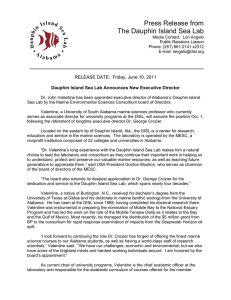 Press Release from The Dauphin Island Sea Lab