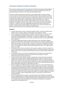 Consensus Vitamin D position statement