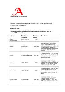 Freedom of Information: Records released as a result of Freedom... Information (FOI) requests December 2006