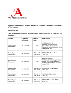 Freedom of Information: Records released as a result of Freedom... (FOI) requests December 2007