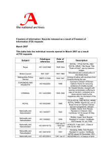 Freedom of Information: Records released as a result of Freedom... Information (FOI) requests March 2007