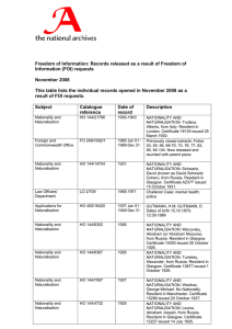 Freedom of Information: Records released as a result of Freedom... Information (FOI) requests November 2008