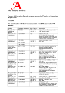 Freedom of Information: Records released as a result of Freedom... (FOI) requests June 2008