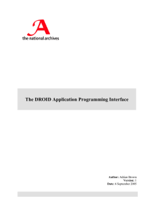 The DROID Application Programming Interface  Author: Version: