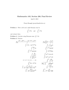 Mathematics 103, Section 208, Final Review April 8, 2013 Pooya Ronagh ()