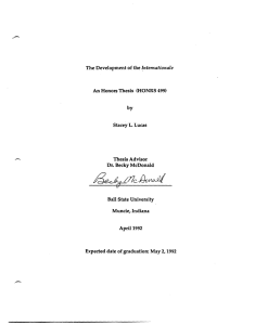 The Development of the Honors Thesis  (HONRS 499) Stacey L. Lucas