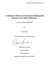 A Literature Review on  Classroom Management Resources for Music Educators