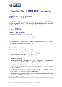 Exercises Unit 1. MATLAB Fundamentals