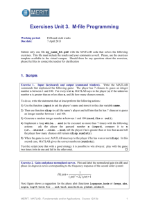 Exercises Unit 3.  M-file Programming