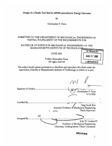 Design of a Fluidic Test Bed for MEMS piezoelectric Energy... SUBMITTED TO  THE DEPARTMENT OF MECHANICAL ENGINEERING IN