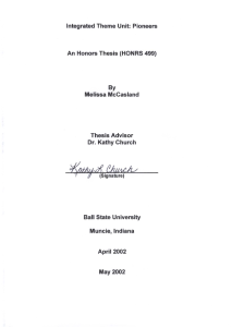 Integrated Theme Unit: Pioneers An Honors Thesis (HONRS 499) By Melissa McCasland