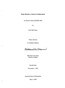 Senior Recital: A Study in Collaboration An Honors Thesis (HONRS 499) by
